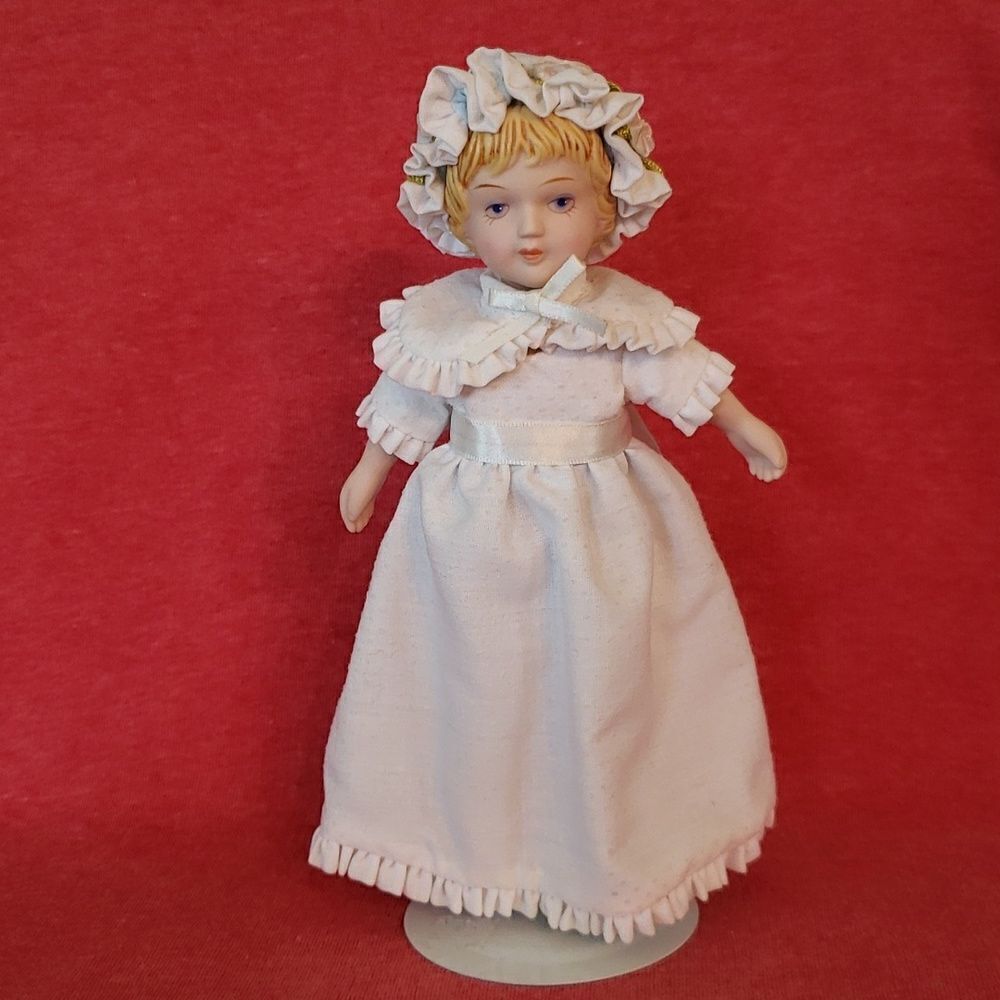 Vintage 1983 Avon 8" Porcelain Doll with Stand